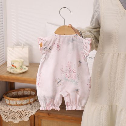 Baby Girls Floral Ruffle Trim Sleeveless Summer Romper - image 6