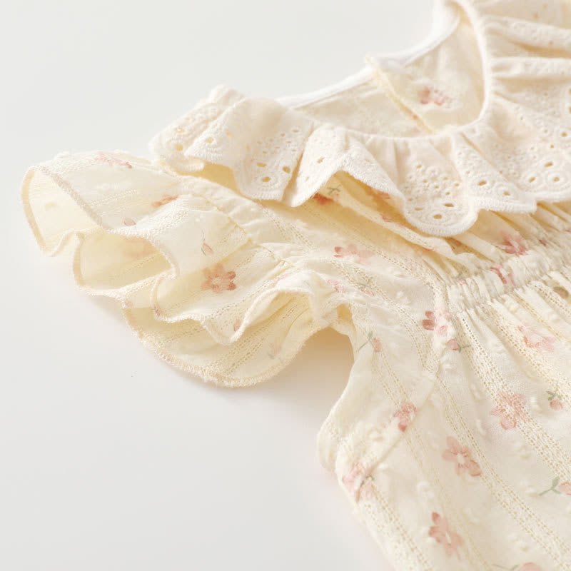 Baby Girl Yellow Floral Lace Collar Sleeveless Romper - image 5
