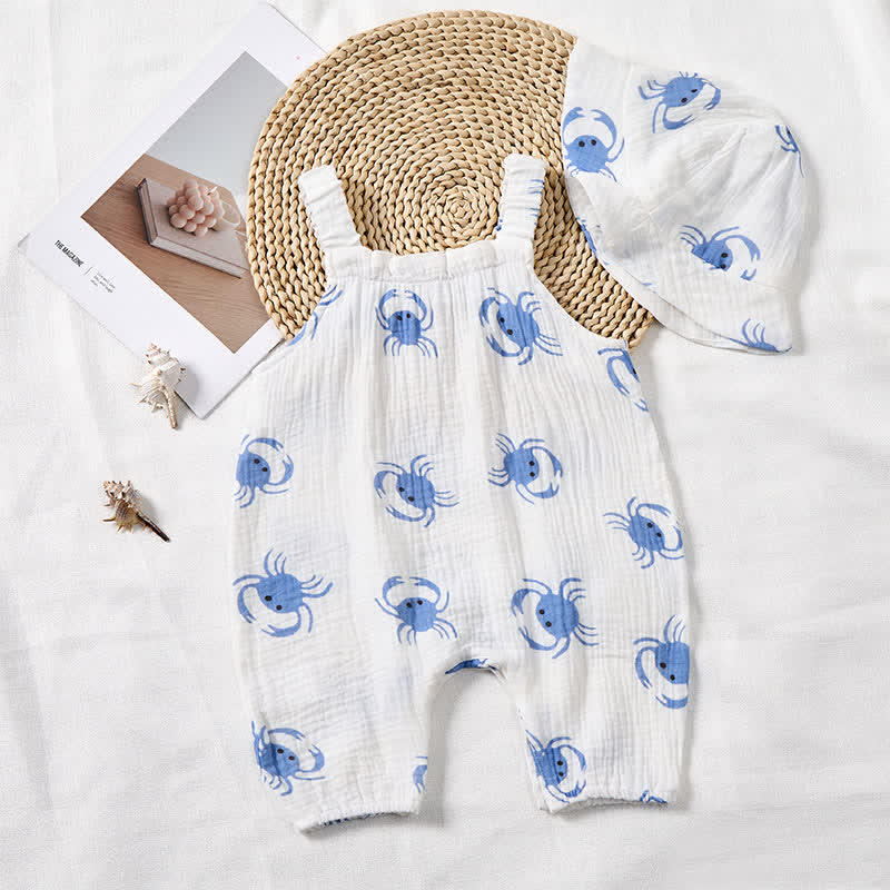 Baby Crab Print Romper with Hat - image 3