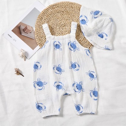Baby Crab Print Romper with Hat - image 3
