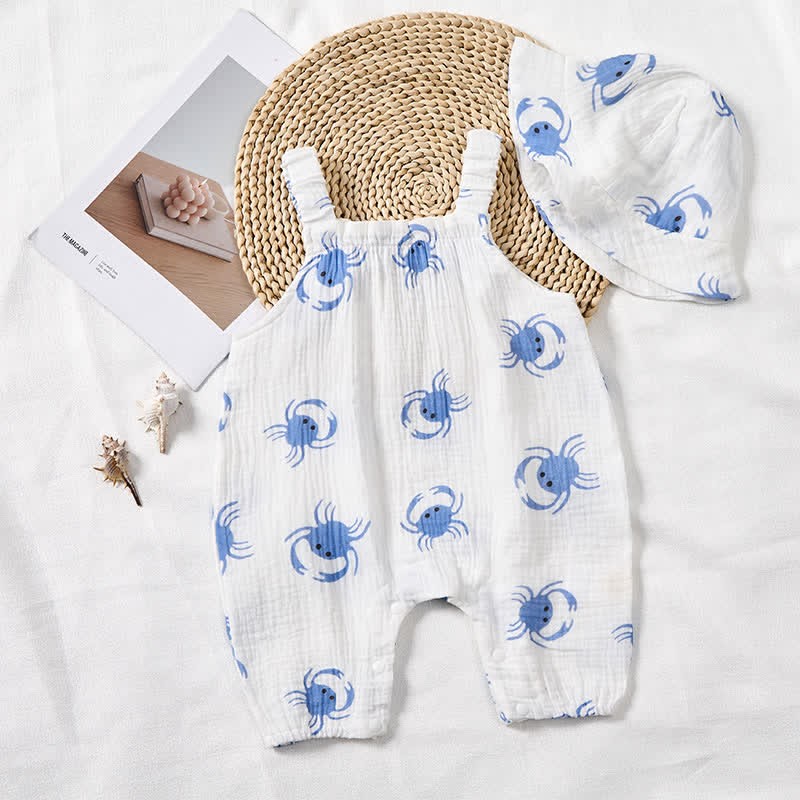 Baby Crab Print Romper with Hat - image 2