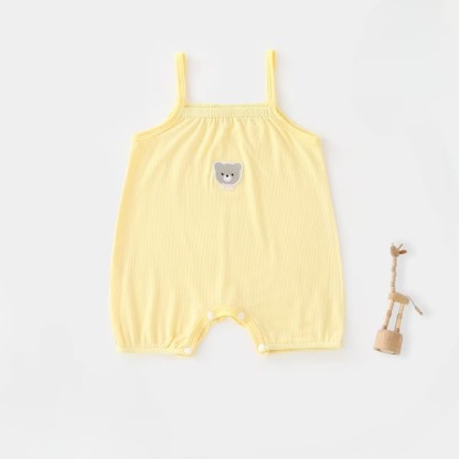 Baby Girl Solid Color Cartoon Bear Strap Romper - Yellow - 2-3T - image 3