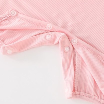Baby Girl Solid Color Cartoon Bear Strap Romper - image 9