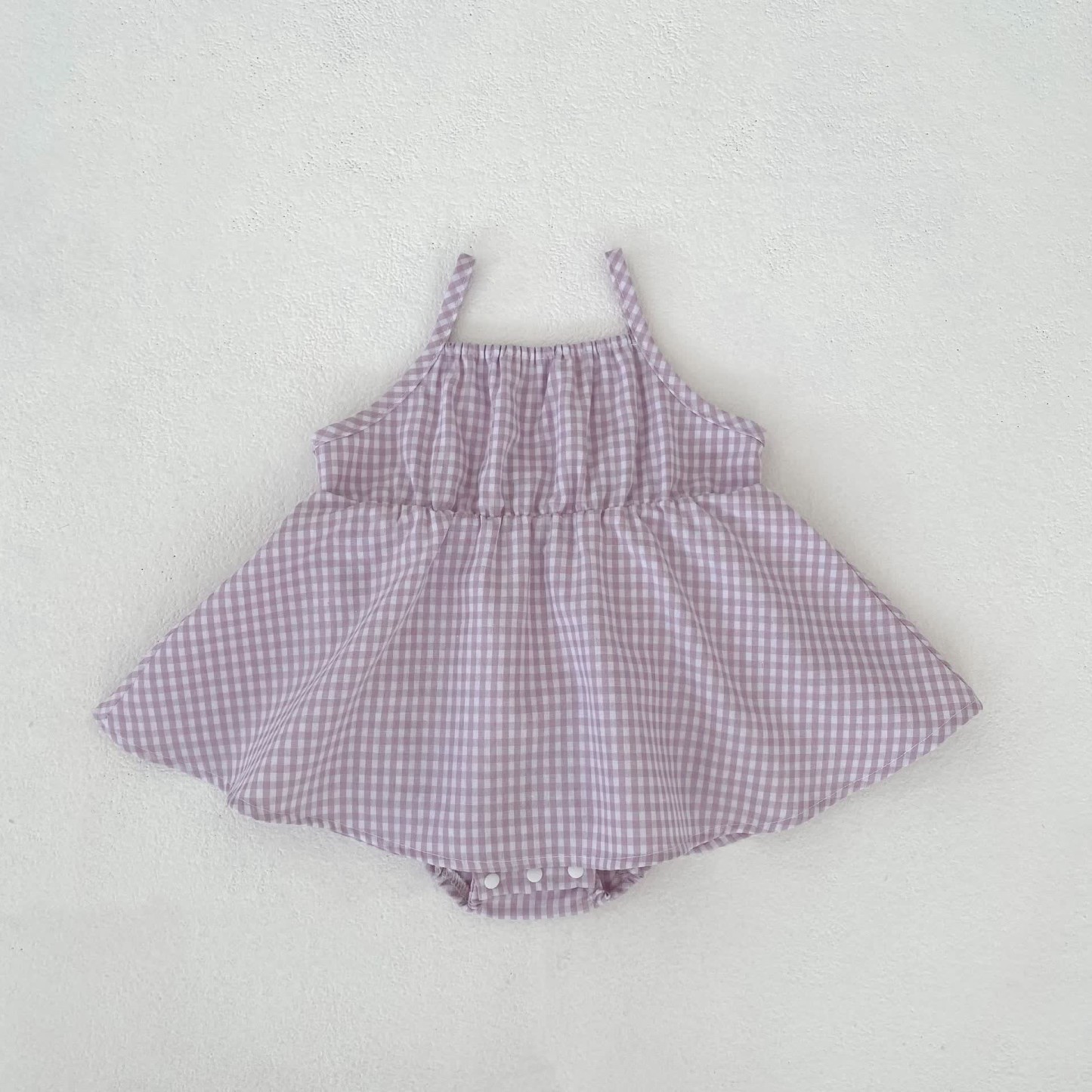 Baby Girls Gingham Sleeveless Dress or Hat - Purple Dress - 2-3T - image 2