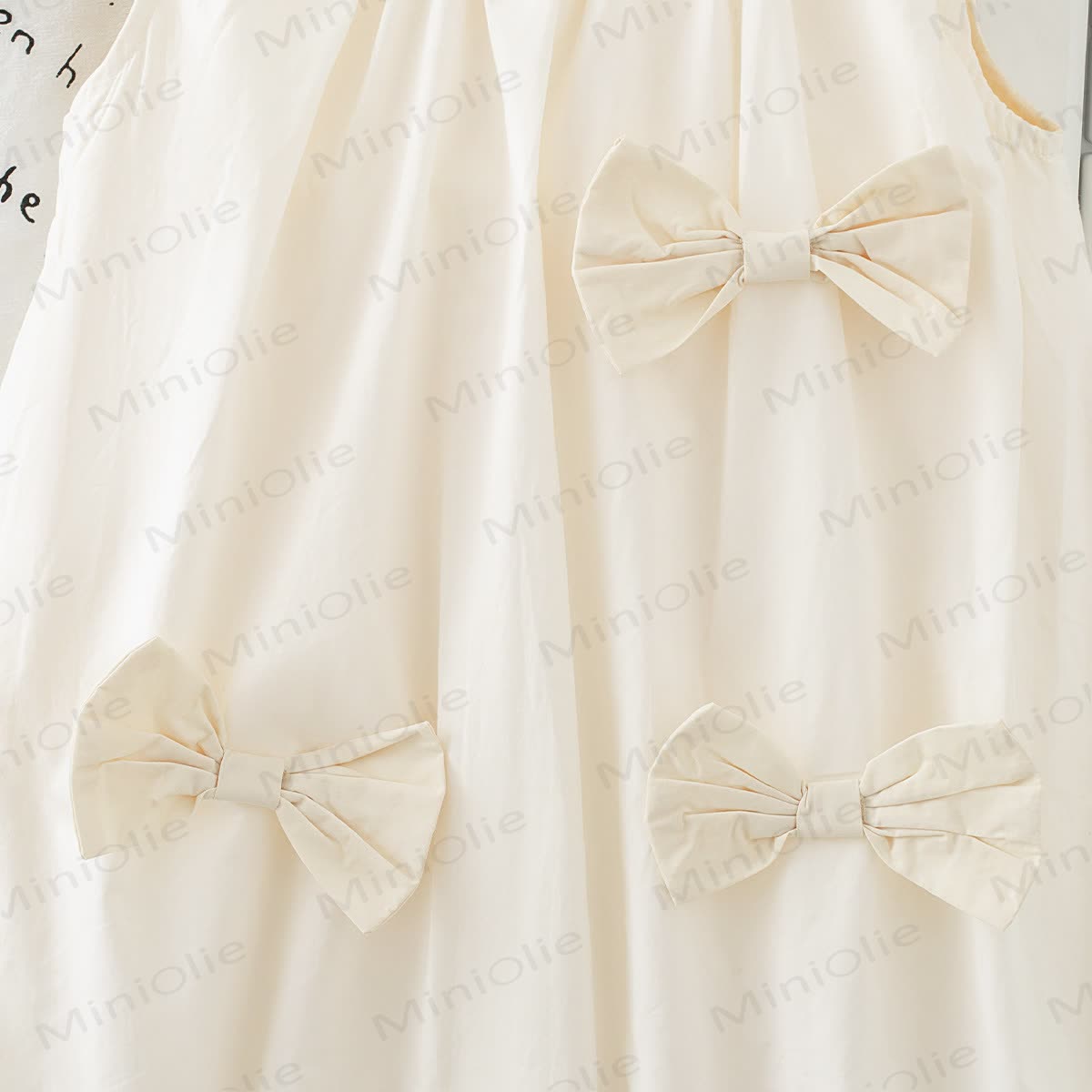 Toddler Girls Solid Beige Bow Sleeveless Dress with Hat - image 8