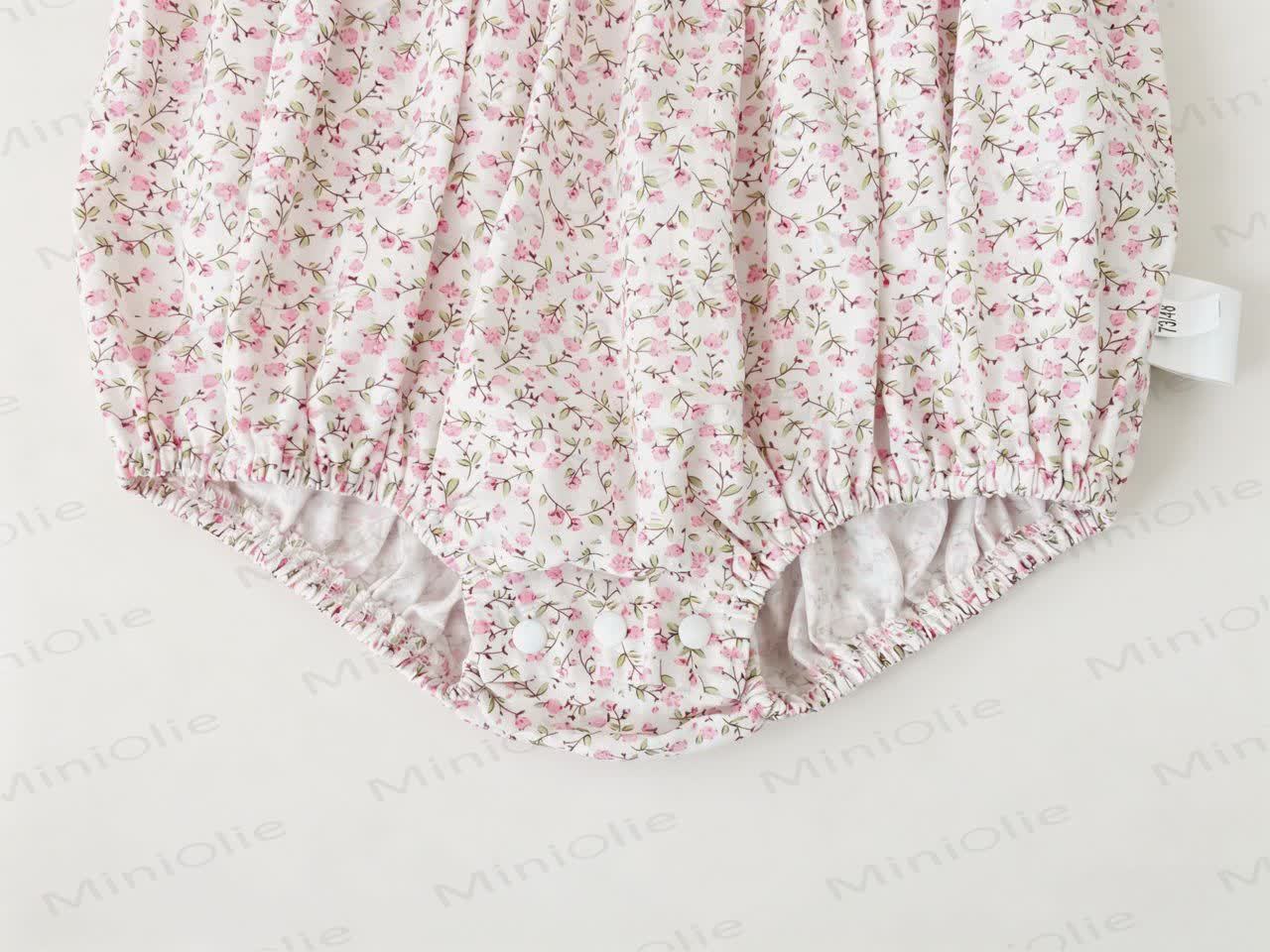 Baby Toddler Girls Pink Floral Bow Puff Sleeves Romper or Dress - image 7