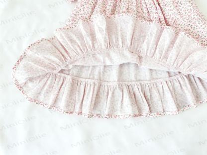 Baby Toddler Girls Pink Floral Bow Puff Sleeves Romper or Dress - image 10