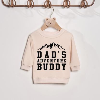 ADVENTURE DAD/DAD'S ADVENTURE BUDDY Beige Slogan Family Sweatshirt - Beige - Baby Sweatshirt: 2-3T - image 2