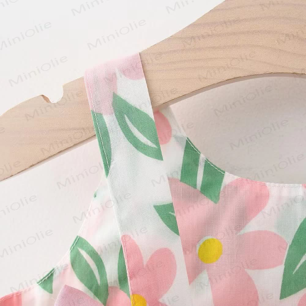 Baby Girls Floral Bow Sleeveless Dress with Hat - image 4