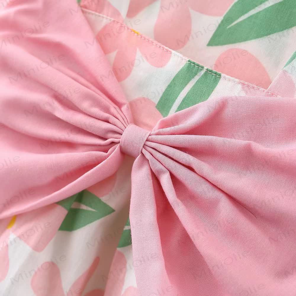 Baby Girls Floral Bow Sleeveless Dress with Hat - image 5