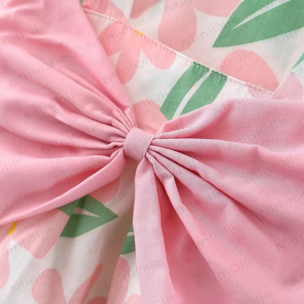 Baby Girls Floral Bow Sleeveless Dress with Hat - image 5
