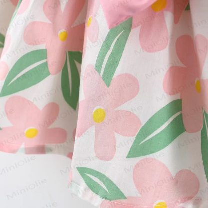 Baby Girls Floral Bow Sleeveless Dress with Hat - image 7