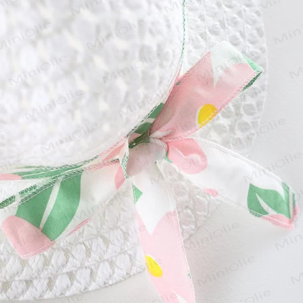 Baby Girls Floral Bow Sleeveless Dress with Hat - image 11