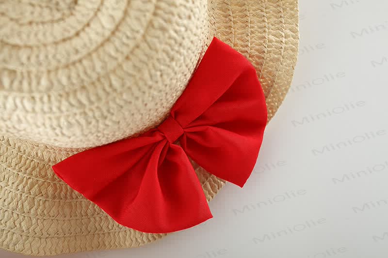 Baby Strawberry Print Bow Sleeveless Dress with Hat - image 9