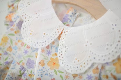Baby Girls Floral Print Petal Collar Puff Sleeves Dress - image 4