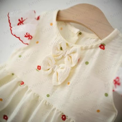 Baby Girls Bunny Bow Polka Dot Ruffle Sleeves Dress - image 3