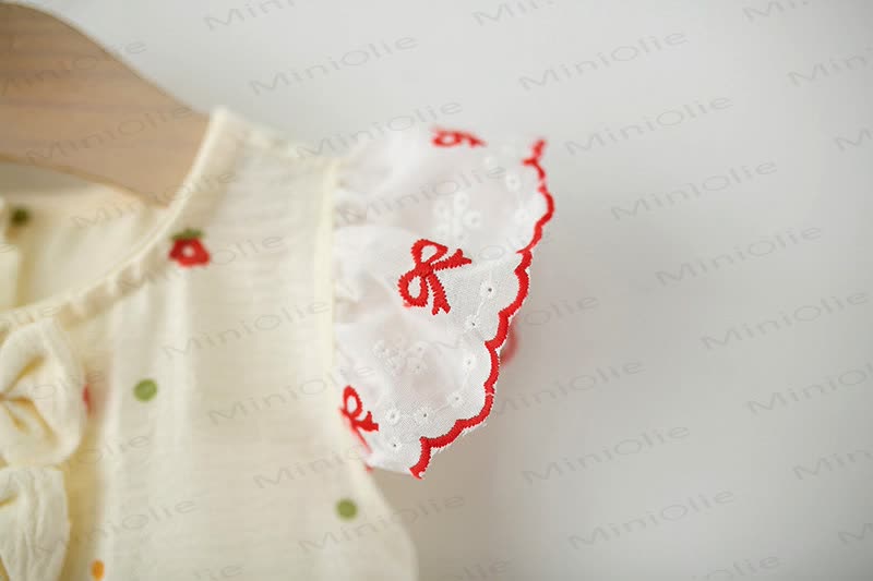Baby Girls Bunny Bow Polka Dot Ruffle Sleeves Dress - image 6
