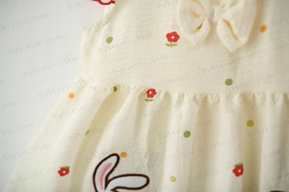 Baby Girls Bunny Bow Polka Dot Ruffle Sleeves Dress - image 7