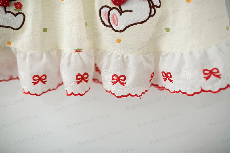 Baby Girls Bunny Bow Polka Dot Ruffle Sleeves Dress - image 8