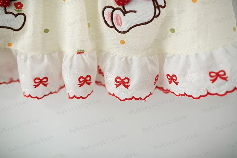 Baby Girls Bunny Bow Polka Dot Ruffle Sleeves Dress - image 8