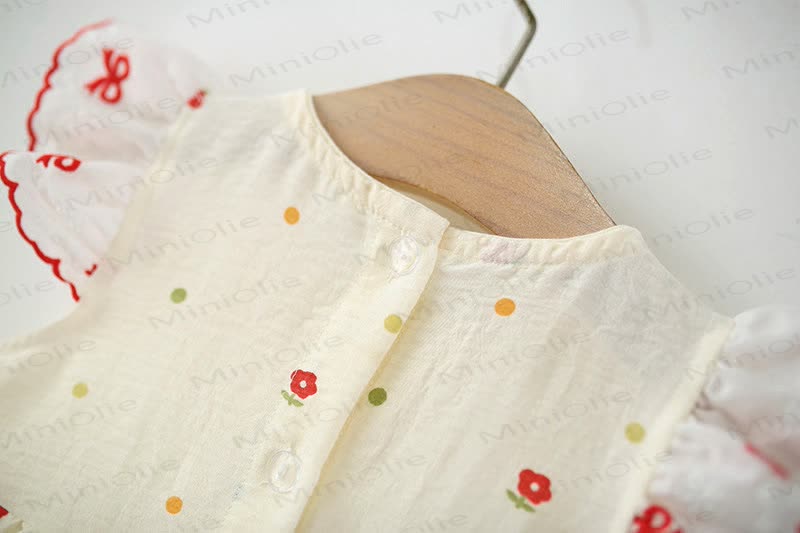 Baby Girls Bunny Bow Polka Dot Ruffle Sleeves Dress - image 4