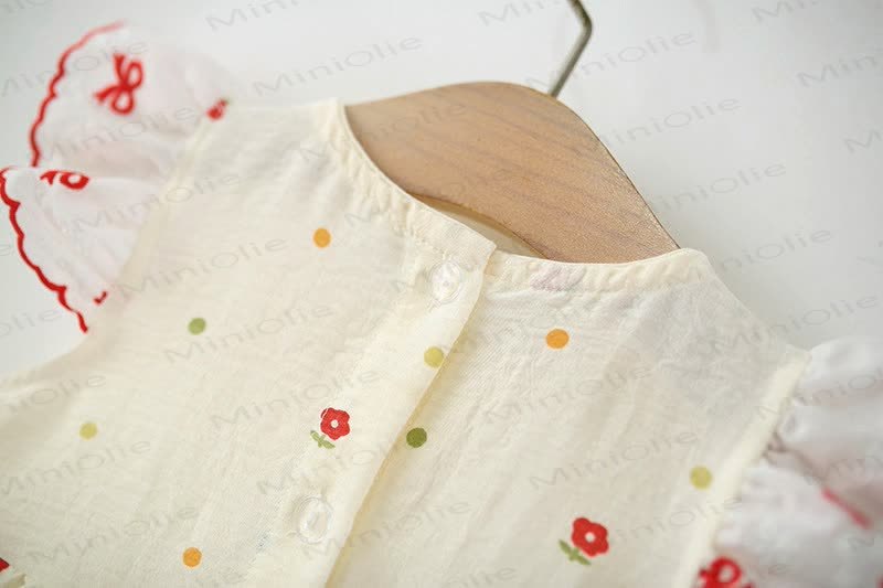 Baby Girls Bunny Bow Polka Dot Ruffle Sleeves Dress - image 4