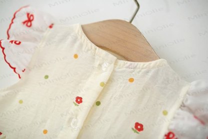Baby Girls Bunny Bow Polka Dot Ruffle Sleeves Dress - image 4