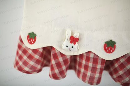 BABY Girls Strawberry and Bunny Print Gingham Ruffle Sleeveless Dress - image 5