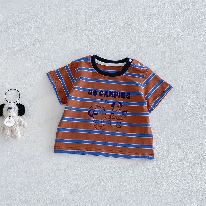 Baby Striped Animal Print Tee or Solid Color Shorts - Red - 3-4T - image 2