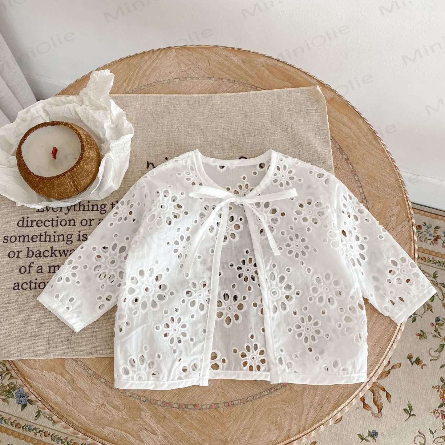 Baby Girls Bow Lace Cut-out Design Outerwear - image 1