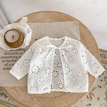 Baby Girls Bow Lace Cut-out Design Outerwear - image 1