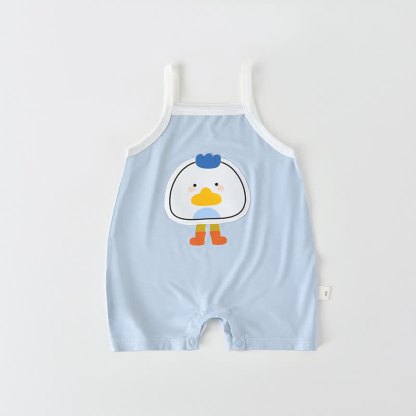 Baby Cartoon Pattern Summer Strap Romper - Blue - 15-22M - image 2