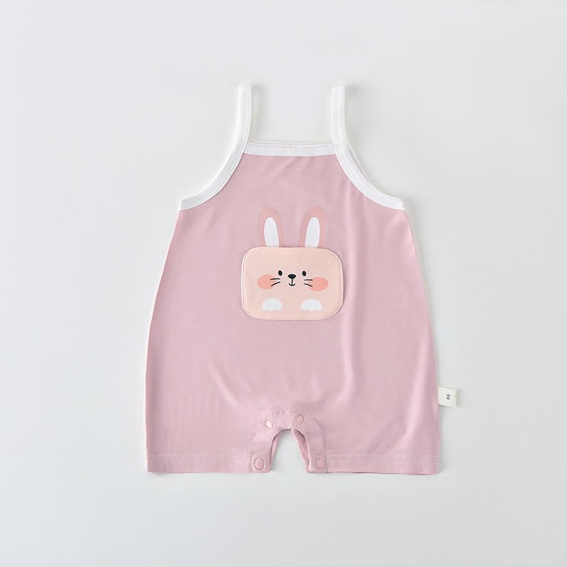 Baby Cartoon Pattern Summer Strap Romper - Pink - 15-22M - image 3