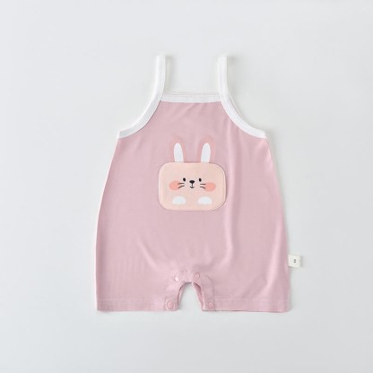 Baby Cartoon Pattern Summer Strap Romper - Pink - 15-22M - image 3