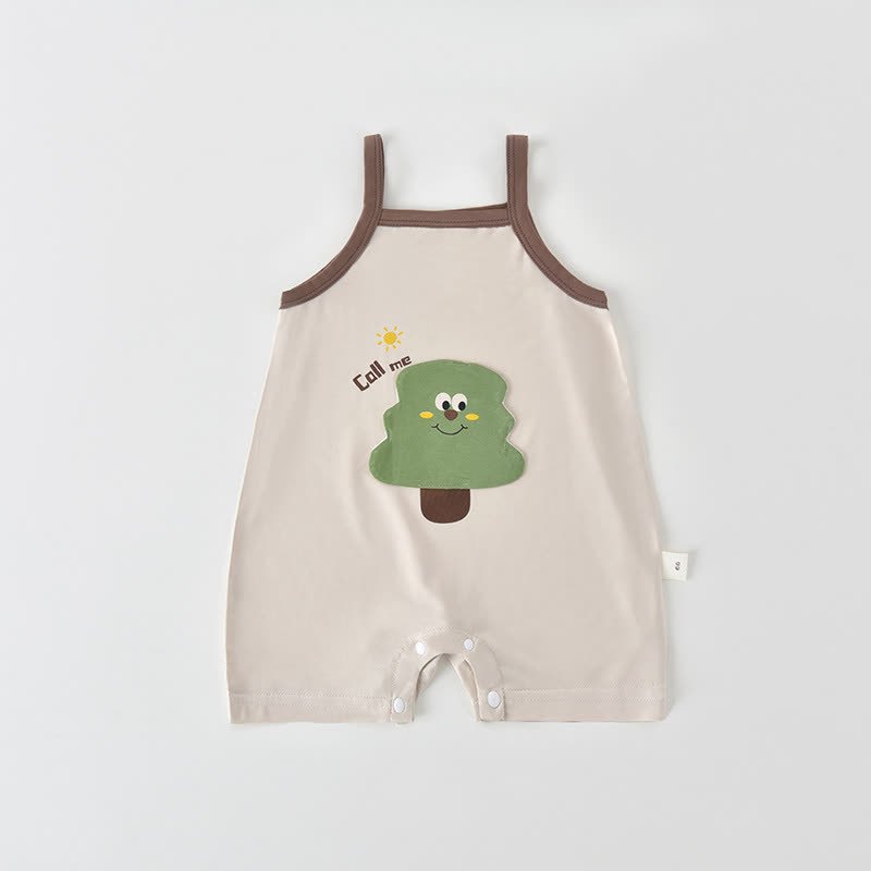 Baby Cartoon Pattern Summer Strap Romper - Beige - 15-22M - image 4