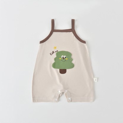 Baby Cartoon Pattern Summer Strap Romper - Beige - 15-22M - image 4