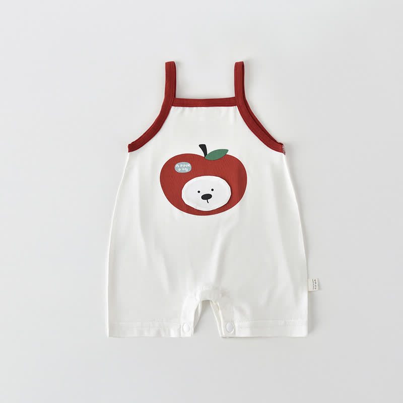 Baby Cartoon Pattern Summer Strap Romper - White - 15-22M - image 5