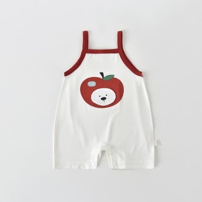 Baby Cartoon Pattern Summer Strap Romper - White - 15-22M - image 5