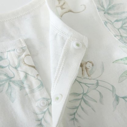 Baby Tree&Monkey Print Summer Romper with Bib - image 4