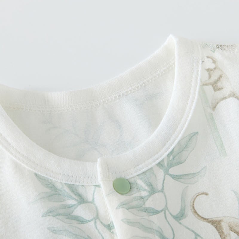Baby Tree&Monkey Print Summer Romper with Bib - image 3
