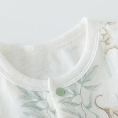 Baby Tree&Monkey Print Summer Romper with Bib - image 3