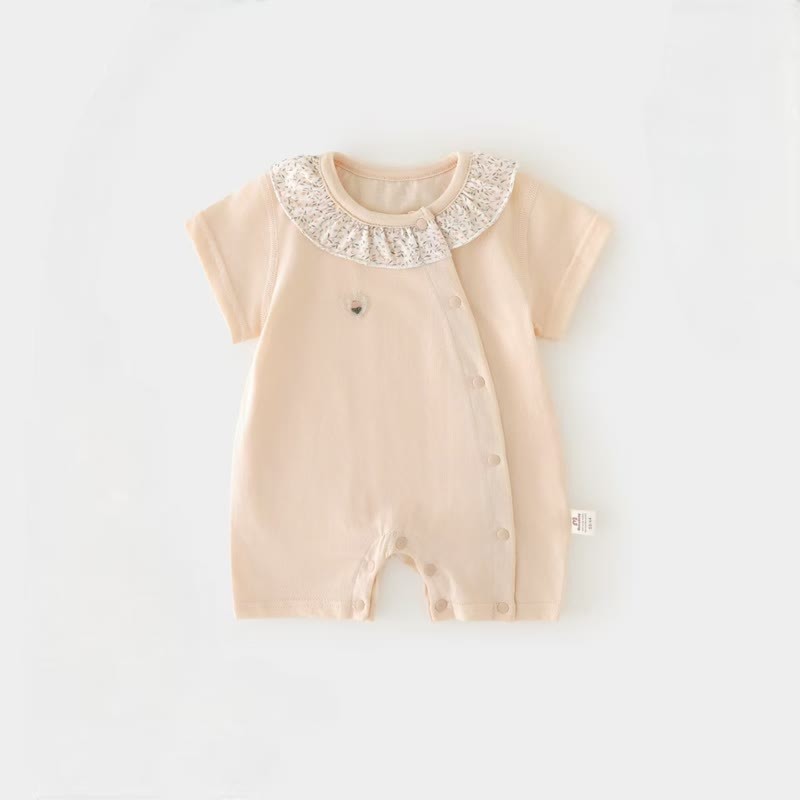 Baby Girl Floral Ruffle Collar Summer Romper - Pink - 12-18M - image 2