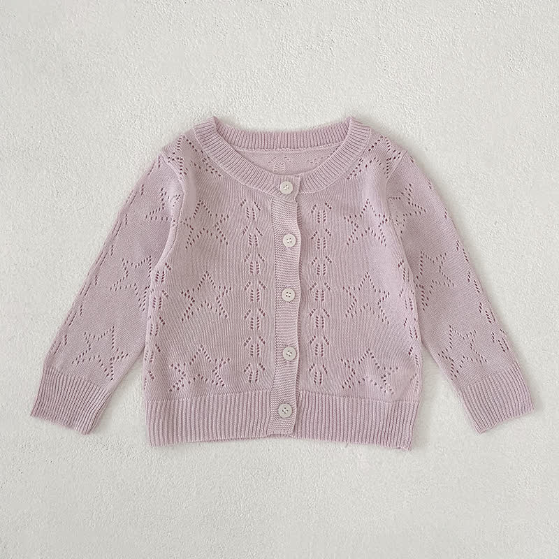 Baby Girl Crew Neck Knitted Cardigan - Purple - 2-3T - image 2