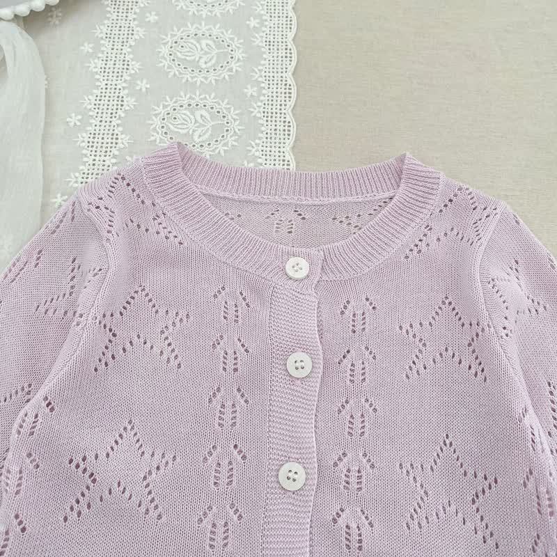 Baby Girl Crew Neck Knitted Cardigan - image 5