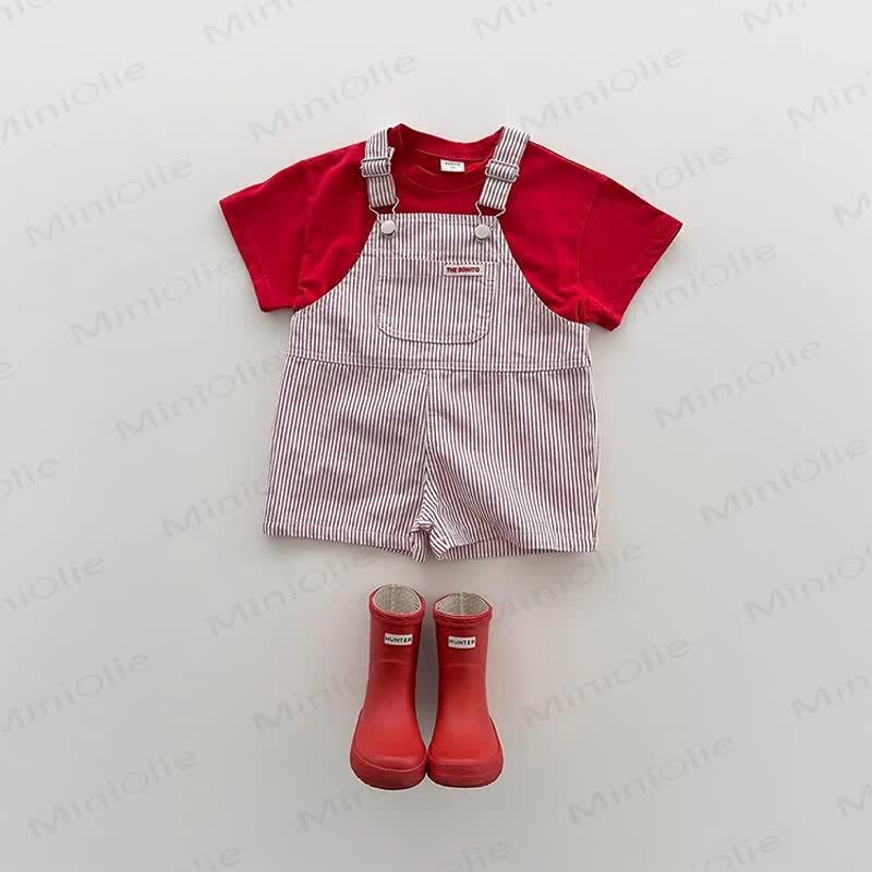 Baby Toddler Striped Overalls - Red - 4-5T - image 2