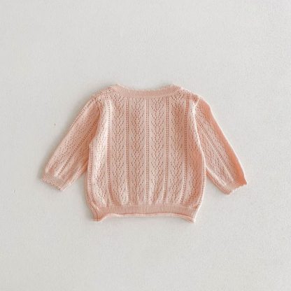 Baby Girl Solid Color Crew Neck Cardigan - image 4