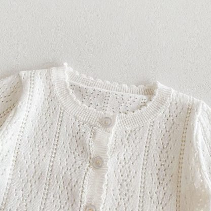 Baby Girl Solid Color Crew Neck Cardigan - image 5