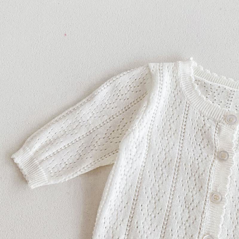 Baby Girl Solid Color Crew Neck Cardigan - image 6
