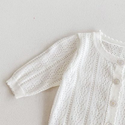 Baby Girl Solid Color Crew Neck Cardigan - image 6