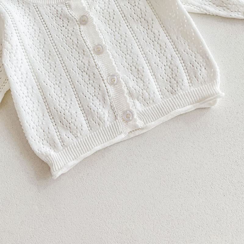 Baby Girl Solid Color Crew Neck Cardigan - image 8
